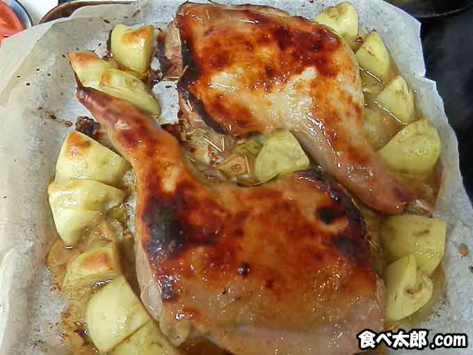 オーブントースターで焼き上げたローストチキン