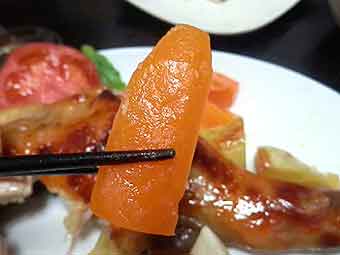ローストチキンの付け合せの人参のグラッセ