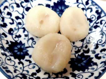 帆立稚貝（ベビーホタテ）八宝菜に使うクワイ缶詰の中身