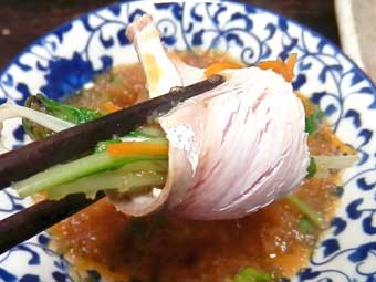 柚子胡椒ダレで食べるぶりしゃぶ