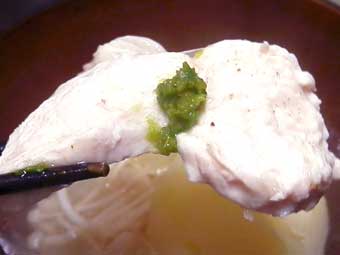 柚子鍋の鶏肉と柚子胡椒