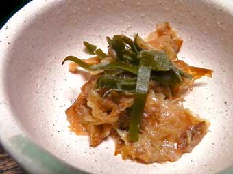 ゆずぽん作りの鰹節と昆布でおつまみ